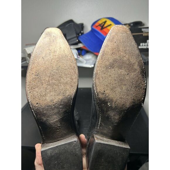 Lucchese 1883 Snip Toe Cowboy Boots Mens Size 8 D Black Leather - Picture 14 of 16